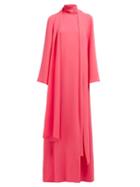 Matchesfashion.com Carolina Herrera - Draped Silk Georgette Gown - Womens - Pink