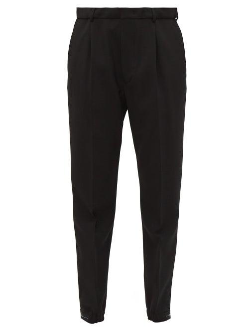 Matchesfashion.com Prada - Stretch Cuff Wool Blend Trousers - Womens - Black
