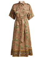 Chufy Kinyei Safari-print Linen Shirt Dress