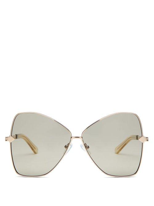 Matchesfashion.com Karen Walker Eyewear - Queen Butterfly Frame Metallic Sunglasses - Womens - Grey Gold