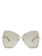 Matchesfashion.com Karen Walker Eyewear - Queen Butterfly Frame Metallic Sunglasses - Womens - Grey Gold