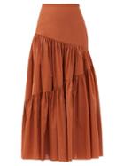 Matchesfashion.com Matteau - Asymmetric High-rise Cotton-blend Skirt - Womens - Camel