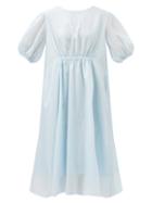 Loup Charmant - Aberdeen Gathered Cotton-voile Dress - Womens - Light Blue