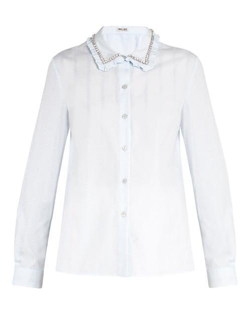 Miu Miu Embellished-collar Cotton-poplin Shirt