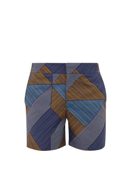 Matchesfashion.com Frescobol Carioca - Weave-print Swim Shorts - Mens - Navy Multi