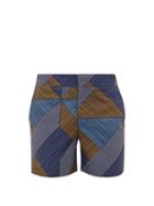 Matchesfashion.com Frescobol Carioca - Weave-print Swim Shorts - Mens - Navy Multi