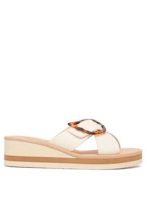 Matchesfashion.com Ancient Greek Sandals - Thais Rainbow Leather Wedges - Womens - White