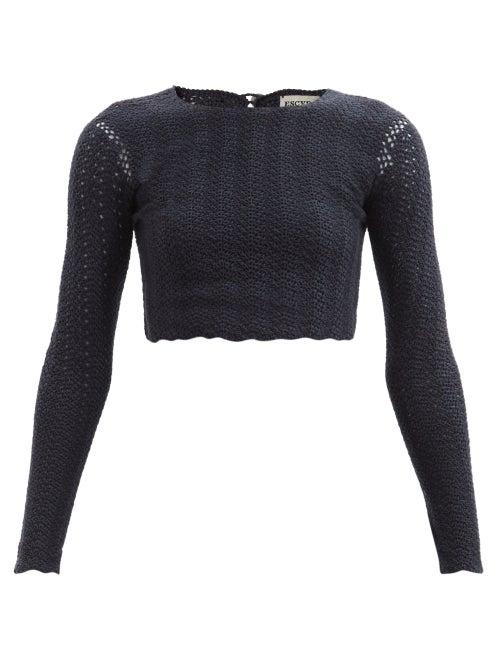 Matchesfashion.com Escvdo - Mawi Crocheted Pima-cotton Top - Womens - Navy
