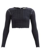 Matchesfashion.com Escvdo - Mawi Crocheted Pima-cotton Top - Womens - Navy