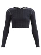 Matchesfashion.com Escvdo - Mawi Crocheted Pima-cotton Top - Womens - Navy