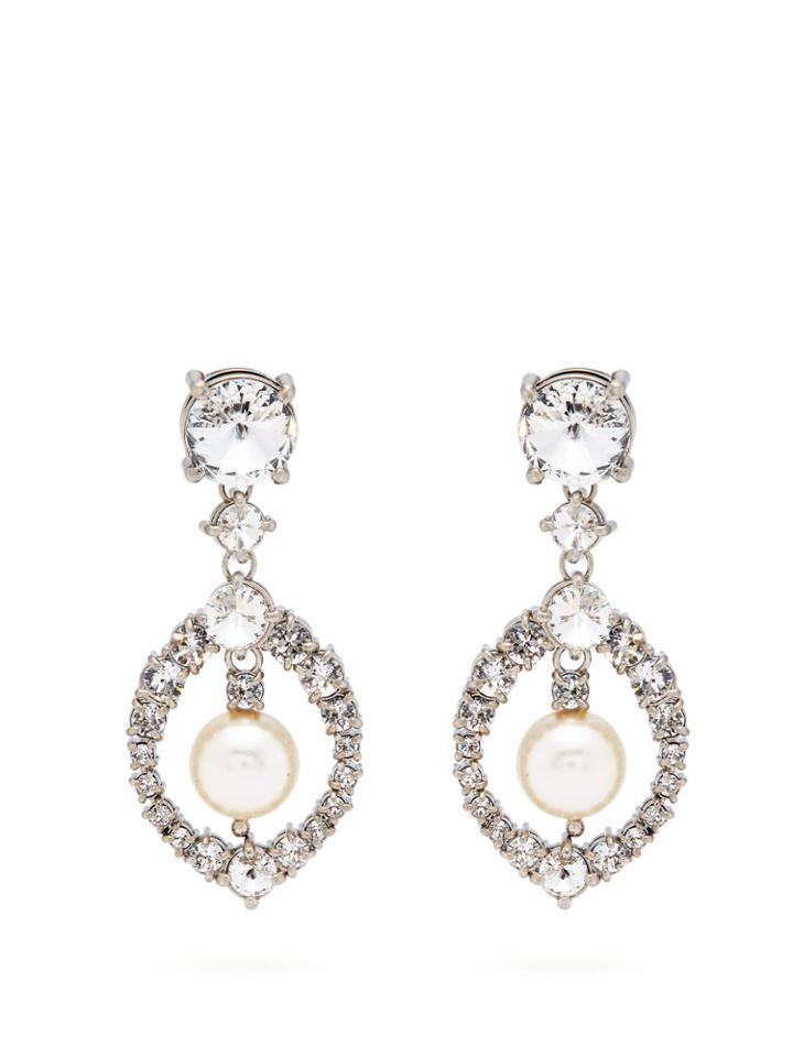 Miu Miu Crystal And Pearl Drop Earrings