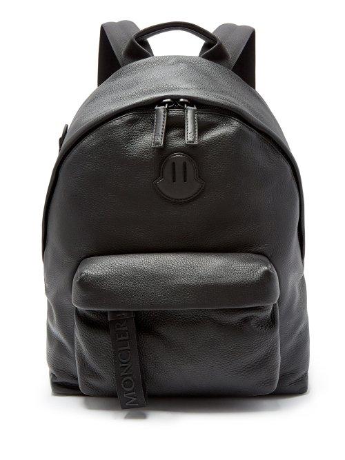 Matchesfashion.com Moncler - Logo Patch Leather Backpack - Mens - Black