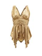 Norma Kamali - Goddess Lam Bikini Dress - Womens - Gold