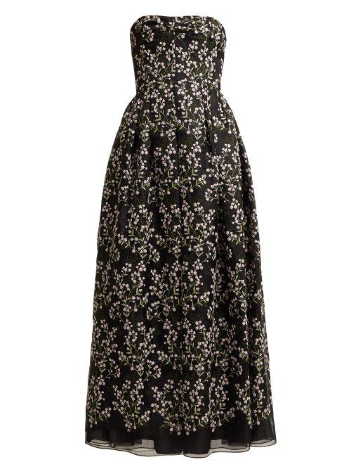 Matchesfashion.com Erdem - Karenna Deep Sea Embroidered Organza Gown - Womens - Black Pink