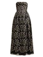 Matchesfashion.com Erdem - Karenna Deep Sea Embroidered Organza Gown - Womens - Black Pink