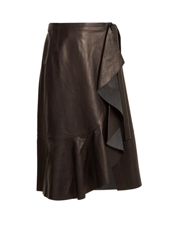 Helmut Lang Ruffled-panel Leather Skirt