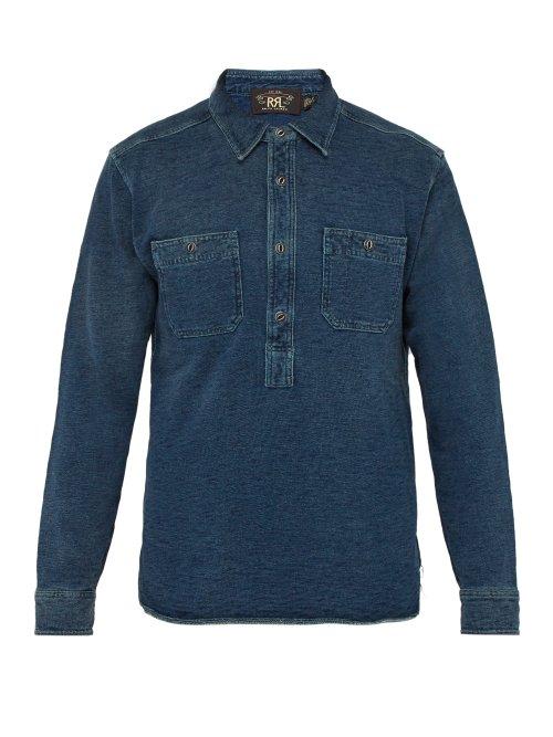 Matchesfashion.com Rrl - Long Sleeved Cotton Terry Shirt - Mens - Indigo