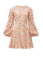 Matchesfashion.com Zimmermann - Goldie Floral Print Linen Blend Mini Dress - Womens - Pink