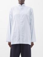 Eskandar - Stand-collar Checked Cotton-blend Shirt - Womens - Blue