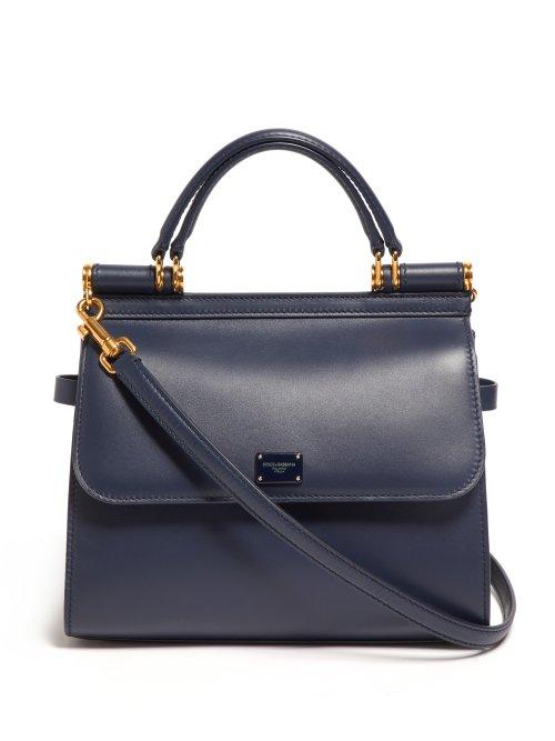 Matchesfashion.com Dolce & Gabbana - Sicily Small Leather Bag - Womens - Navy