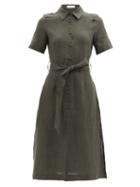 Casa Raki - Carlota Belted Organic-linen Shirt Dress - Womens - Khaki