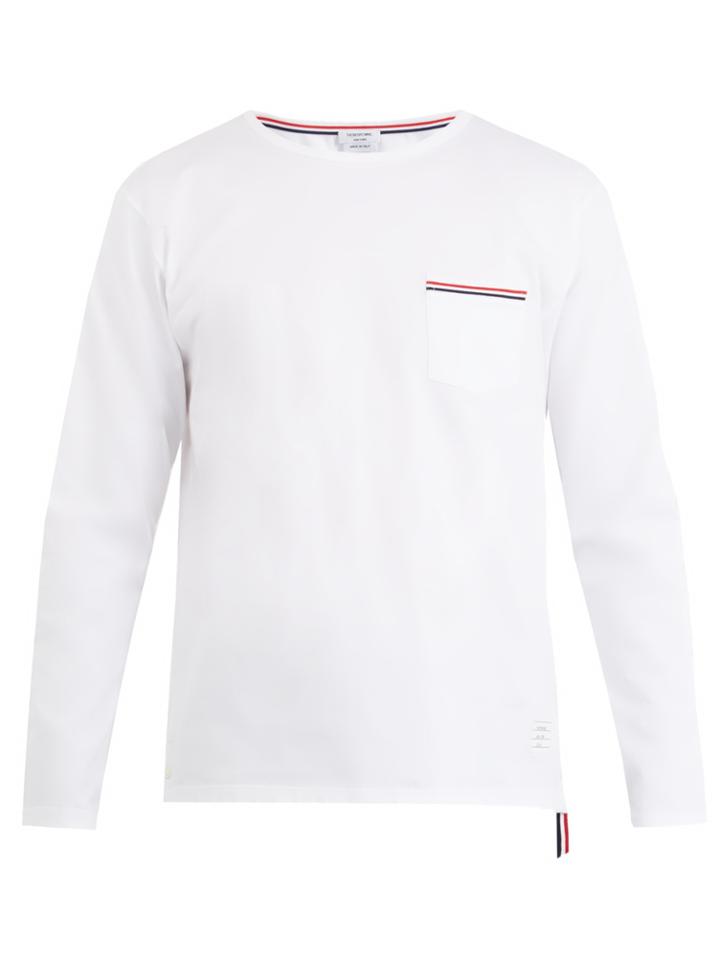 Thom Browne Patch-pocket Long-sleeved Cotton-jersey T-shirt