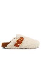Matchesfashion.com Isabel Marant - Mirvin Shearling And Leather Backless Clogs - Womens - Cream