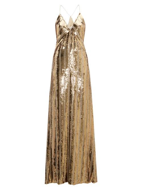 Matchesfashion.com Galvan - Stardust Sequinned Maxi Dress - Womens - Gold