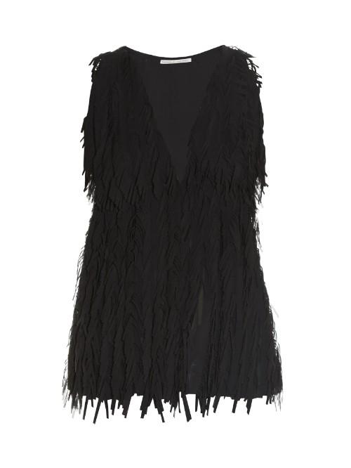 Marco De Vincenzo Laser-cut Fringed Georgette Top