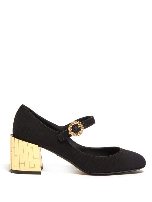 Matchesfashion.com Dolce & Gabbana - Mirrored Crystal Embellished Mary Jane Pumps - Womens - Black Gold