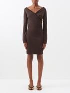 Bottega Veneta - Surplice-neck Jersey Midi Dress - Womens - Dark Brown