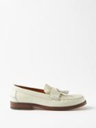 Gucci - Leather And Gg-canvas Loafers - Womens - Beige