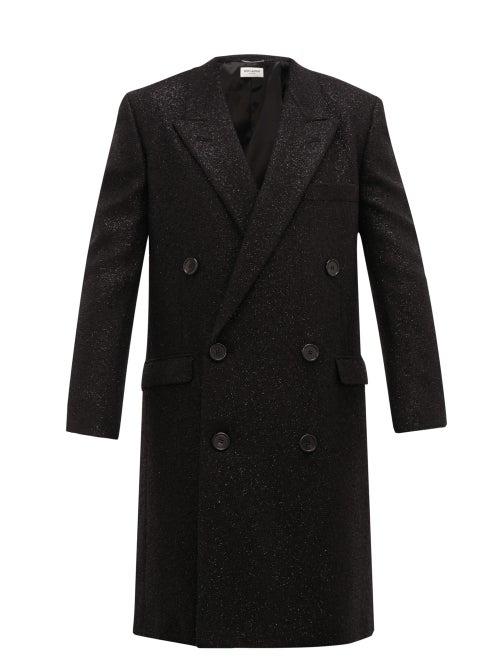 Matchesfashion.com Saint Laurent - Double Breasted Lurex Coat - Mens - Black