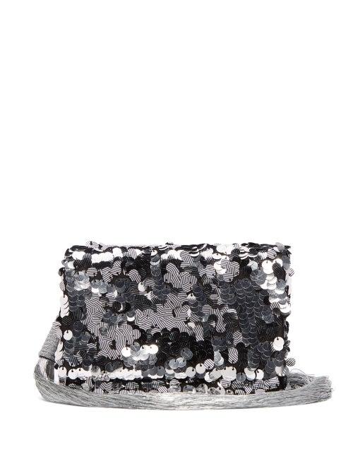 Matchesfashion.com Galvan - Disco Tasselled Sequinned Shoulder Bag - Womens - Silver