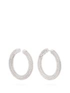 Matchesfashion.com Alan Crocetti - Encrusted Loophole Sterling Silver Earrings - Womens - Crystal