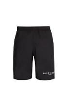 Matchesfashion.com Givenchy - Logo Print Satin Swim Shorts - Mens - Black