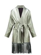 Matchesfashion.com Blaz Milano - Whistler Oversized Silk-blend Lam Robe Dress - Womens - Green