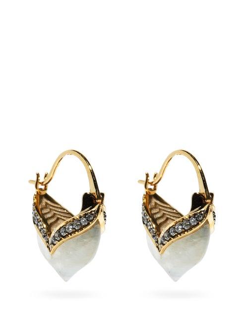 Matchesfashion.com Noor Fares - Madhya Diamond, Moonstone & 18kt Gold Earrings - Womens - Gold Multi