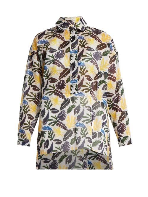 Matchesfashion.com Kalmar - Leaf Print Cotton Shirt - Womens - White Multi