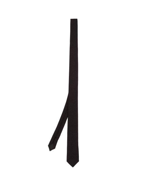 Matchesfashion.com Saint Laurent - Textured Silk Tie - Mens - Black