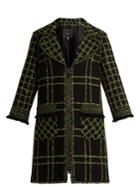 Andrew Gn Checked Fringe-trimmed Fil Coup Cotton-blend Coat
