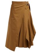 Matchesfashion.com Colville - Draped Cotton Gabardine Midi Skirt - Womens - Brown