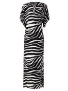 Matchesfashion.com Norma Kamali - Waterfall-sleeve Zebra-print Maxi Dress - Womens - Animal