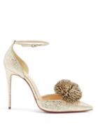 Matchesfashion.com Christian Louboutin - Tsarou 110 Pompom Embellished Leather Pumps - Womens - Gold