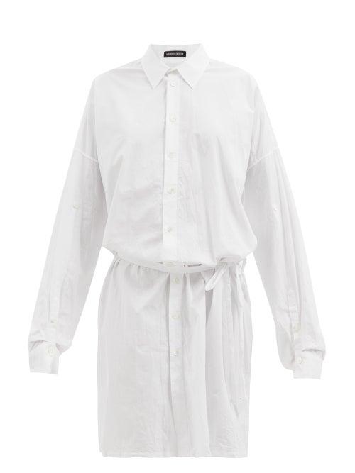 Ann Demeulemeester - Lia Tie-belt Cotton-poplin Shirt Dress - Womens - White