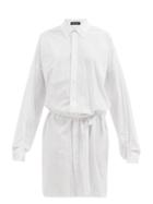 Ann Demeulemeester - Lia Tie-belt Cotton-poplin Shirt Dress - Womens - White