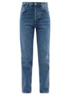 Loewe - Leather-pocket High-rise Straight-leg Jeans - Womens - Denim