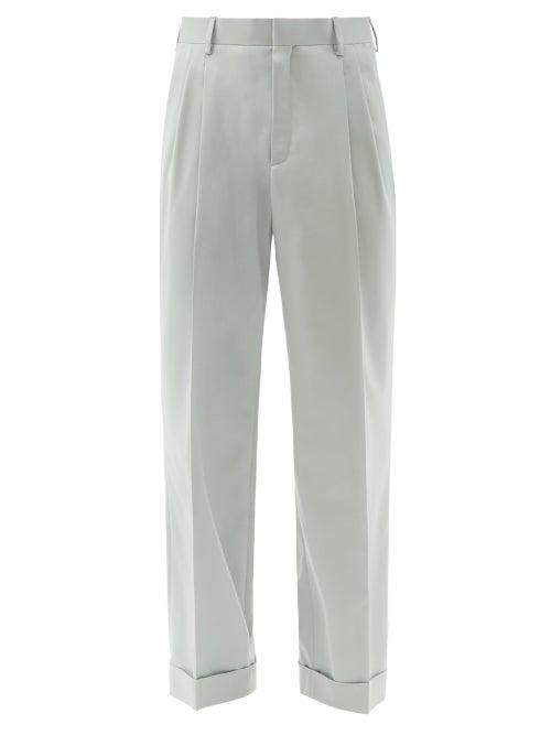 Matchesfashion.com Casablanca - Rio Pleated Wide-leg Wool-twill Trousers - Mens - Green