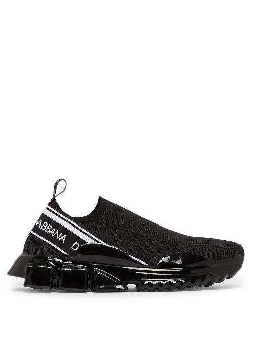 Matchesfashion.com Dolce & Gabbana - Sorrento Logo Jacquard Mesh Trainers - Mens - Black