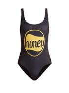 Matchesfashion.com Ganni - Charneu Honey Print Swimsuit - Womens - Black Multi